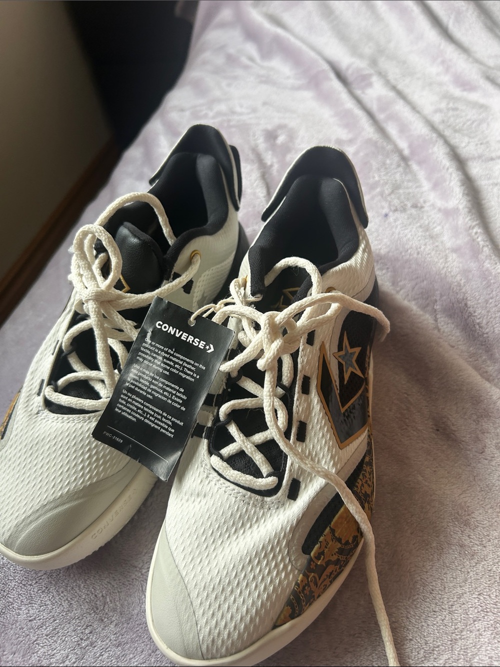 Converse White Black and Gold Low-Top Sneakers -mrn shoes 8.5 or womens 10
